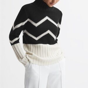 Reiss Riley Pattern Turtleneck Wool & Cashmere Sweater